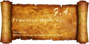 Francsics Abbás névjegykártya